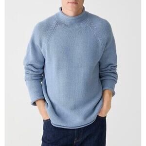 J Crew blue fishermans roll chunky knit sweater sz XL NWOT